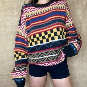 Vintage Checkered Oversized Sweater